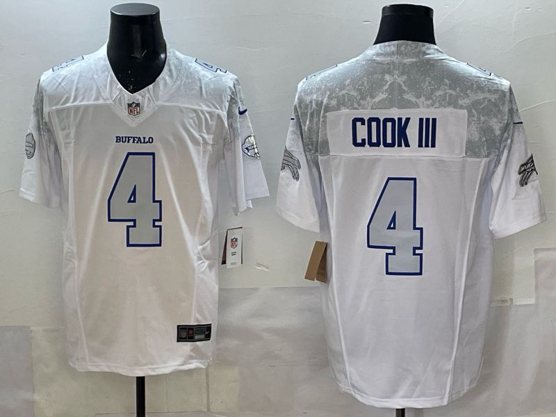 Men 2025 Buffalo Bills 4 Cook iii white 5th generation Throwback Nike Limited NFL Jersey style 05